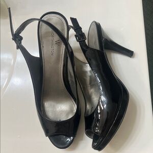 Worthington Glossy Black Slingback Heels size 8